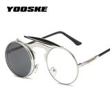 YOOSKE Steampunk Round Metal Women  Sunglasses