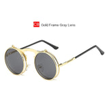 YOOSKE Steampunk Round Metal Women  Sunglasses